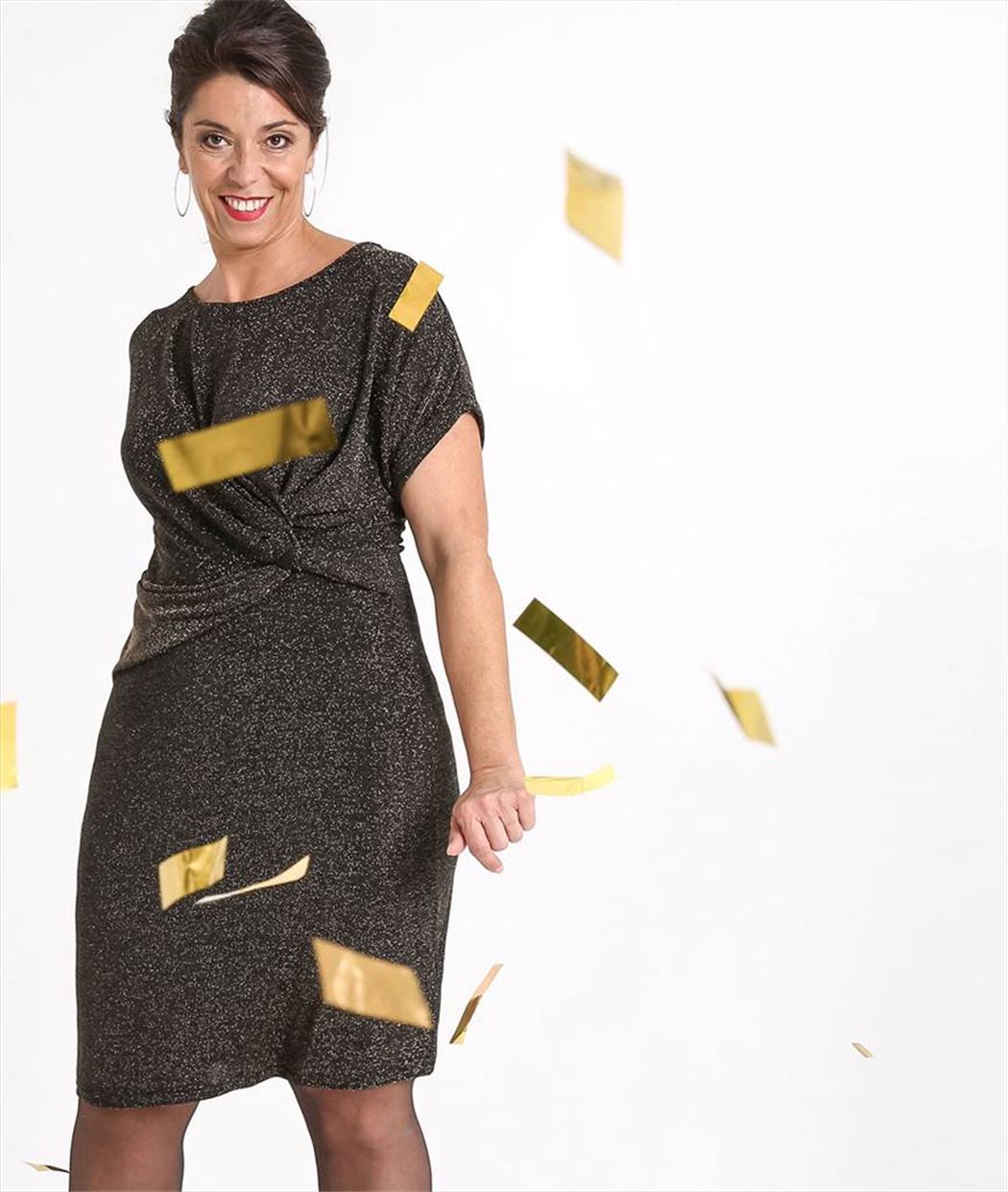 Robe femme en maille brillante dorée OR