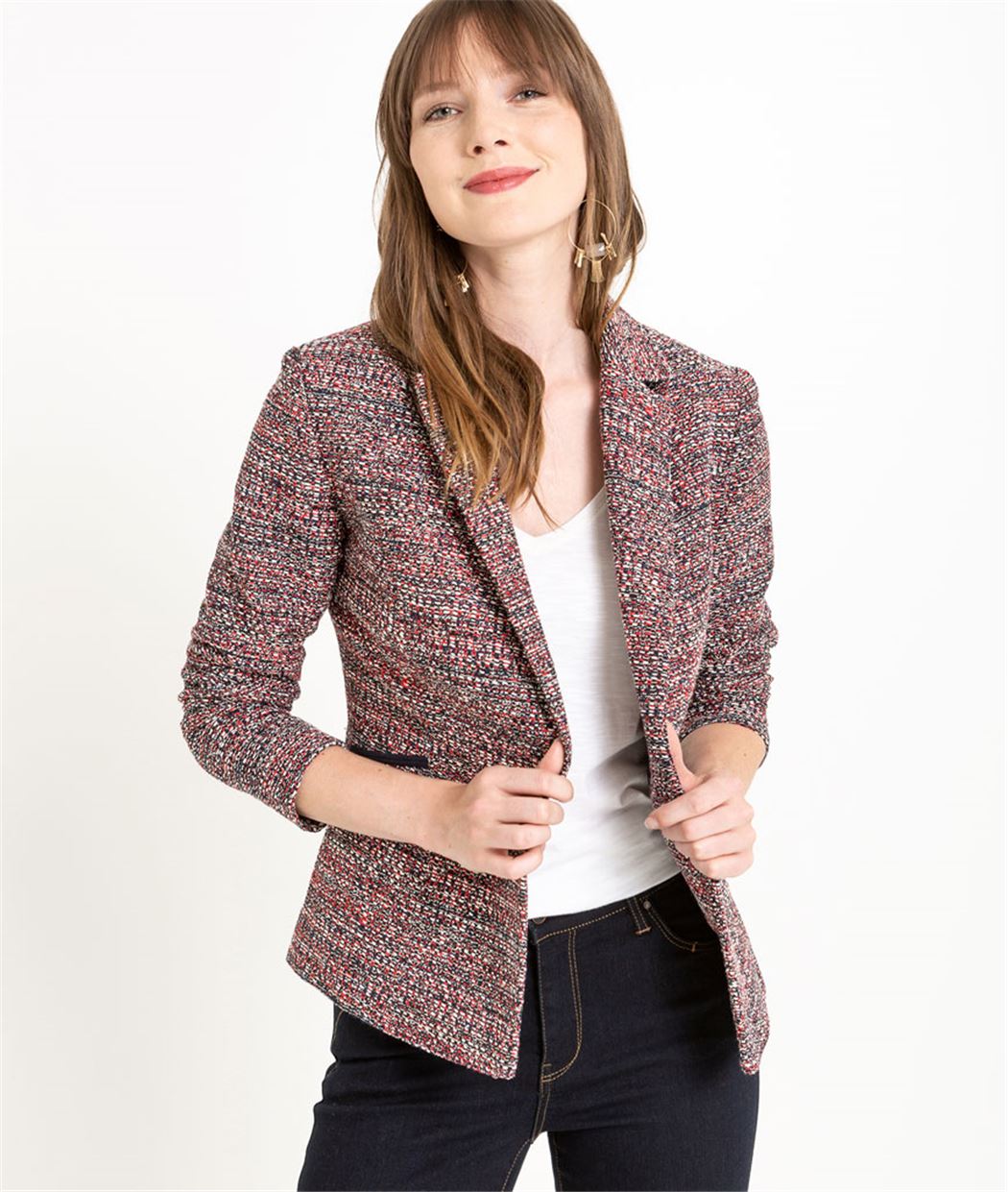 Veste de tailleur femme en maille rouge ROUGE