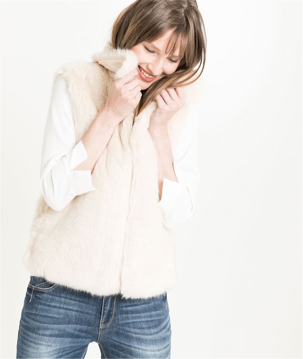 Veste fausse fourrure sans manches NUDE