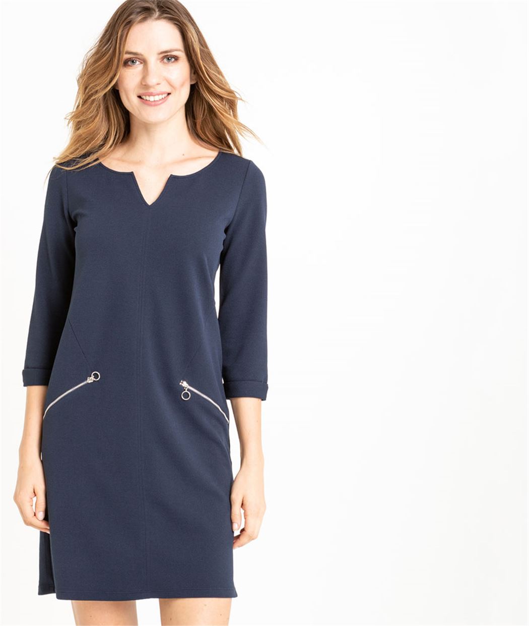 Robe femme en maille bleue marine MARINE