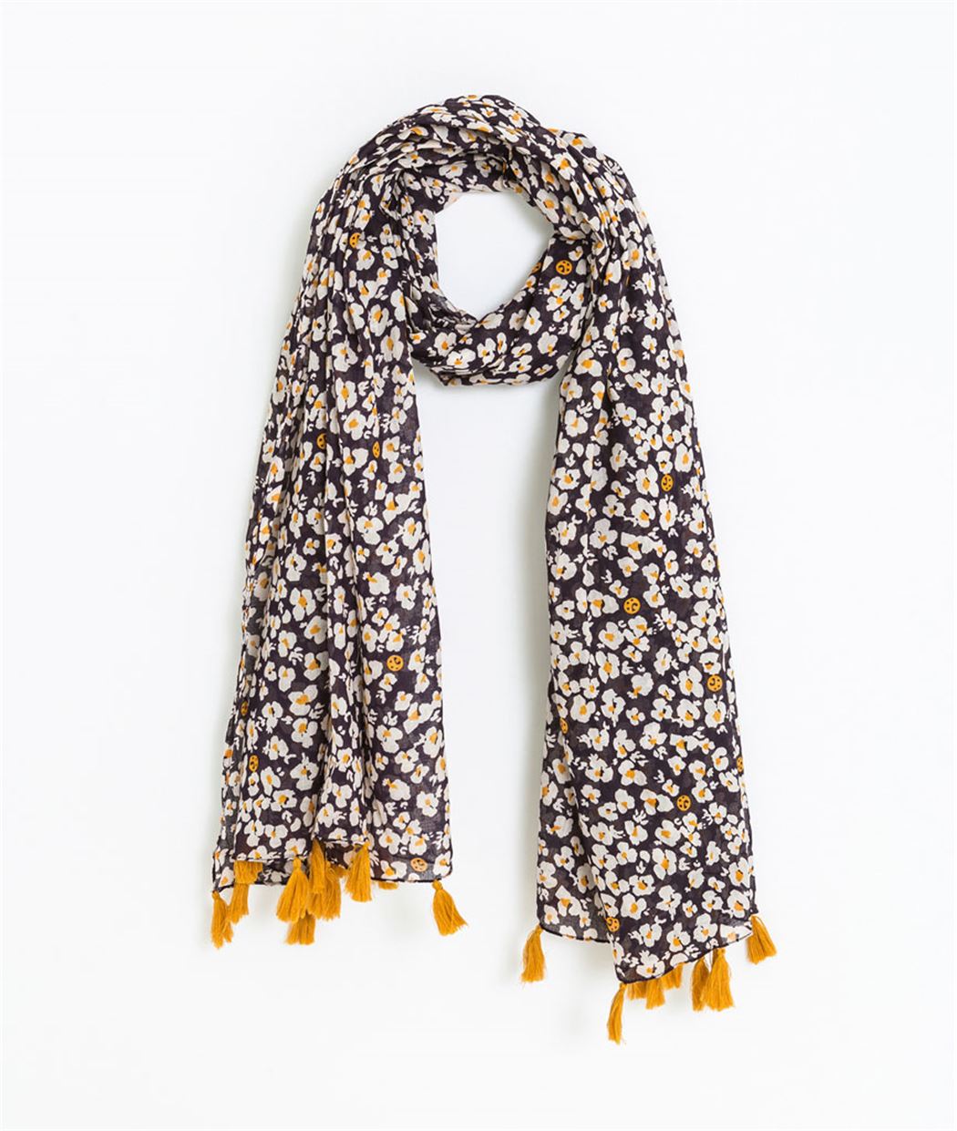 Foulard femme motifs fantaisie AUBERGINE