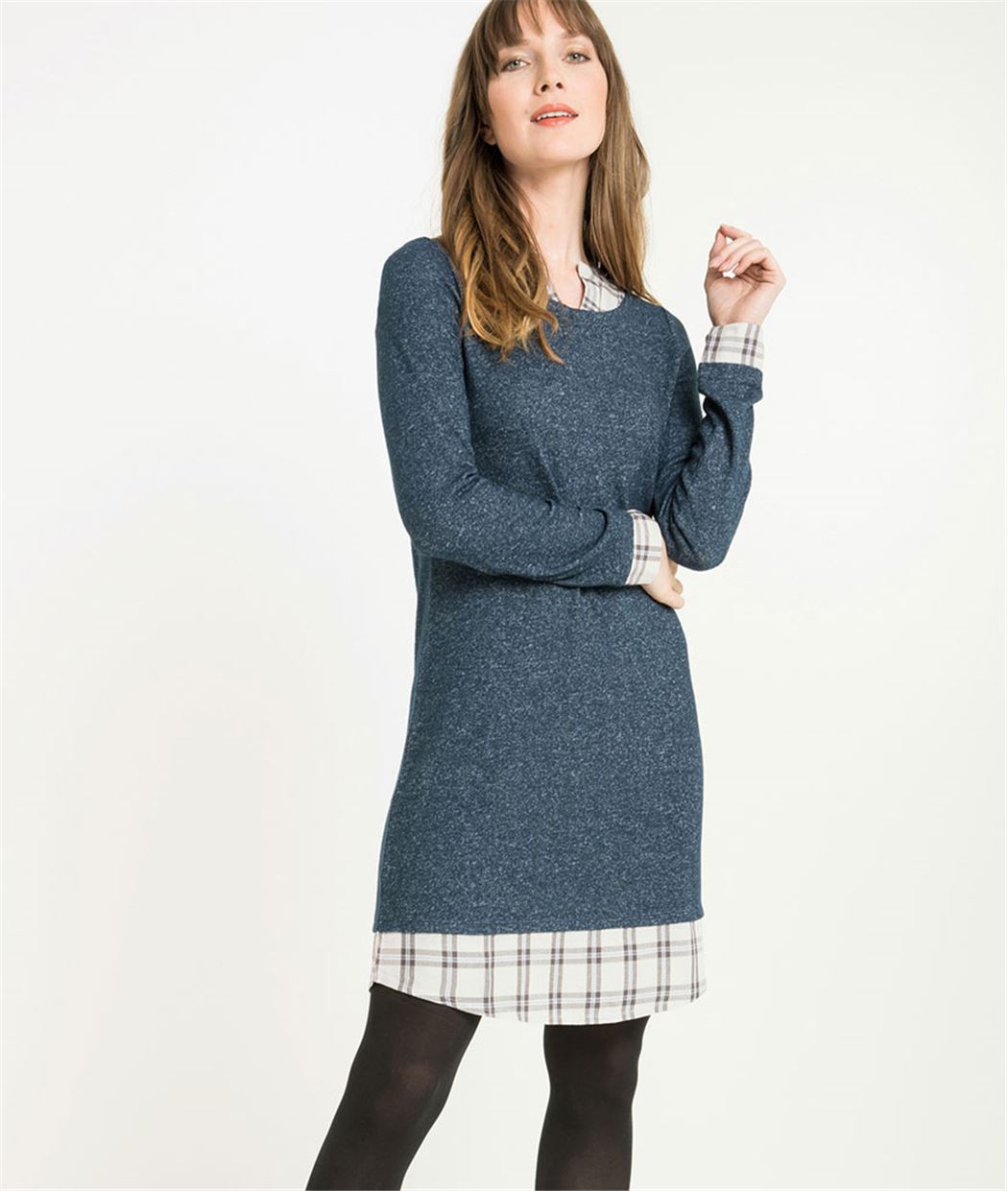 Robe pull femme effet superposé MARINE