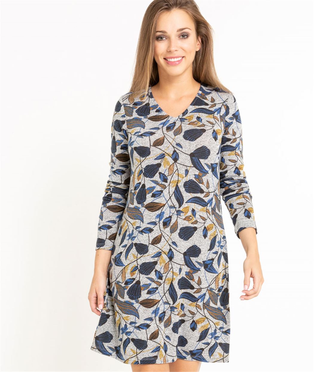 Robe femme en maille imprimée GRIS