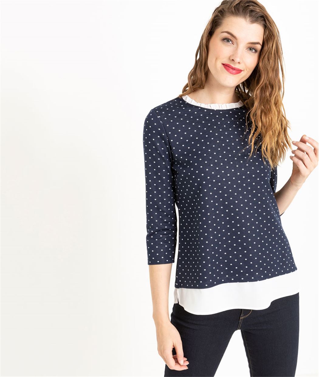 Sweat à pois avec effet de superposition MARINE