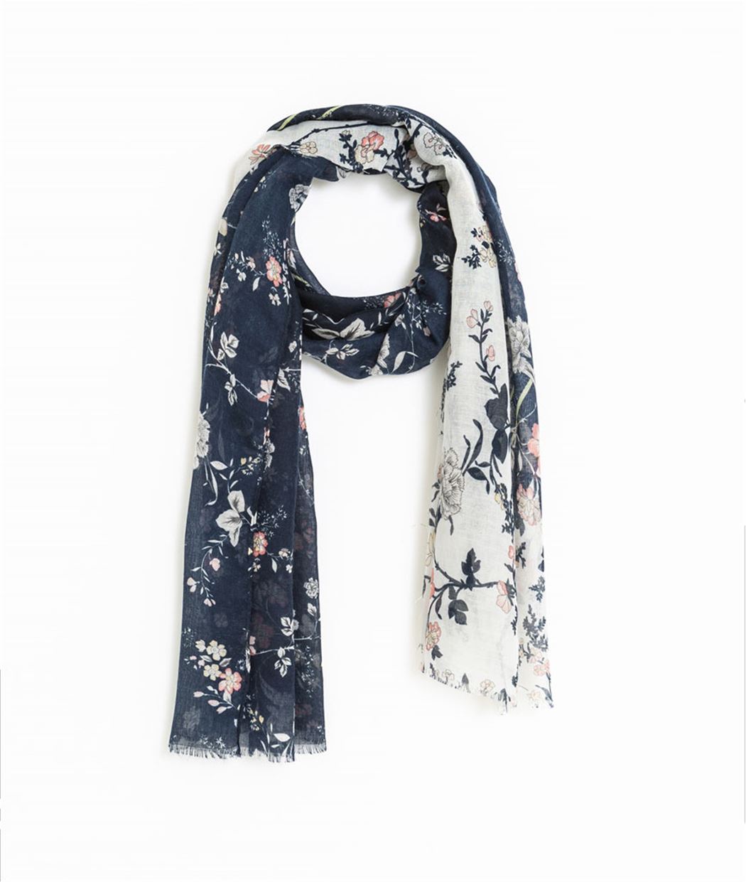Foulard femme fleuri et réversible MARINE