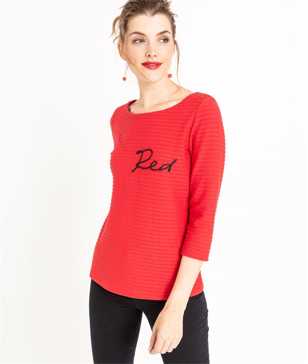 Sweat femme rouge avec message ROUGE