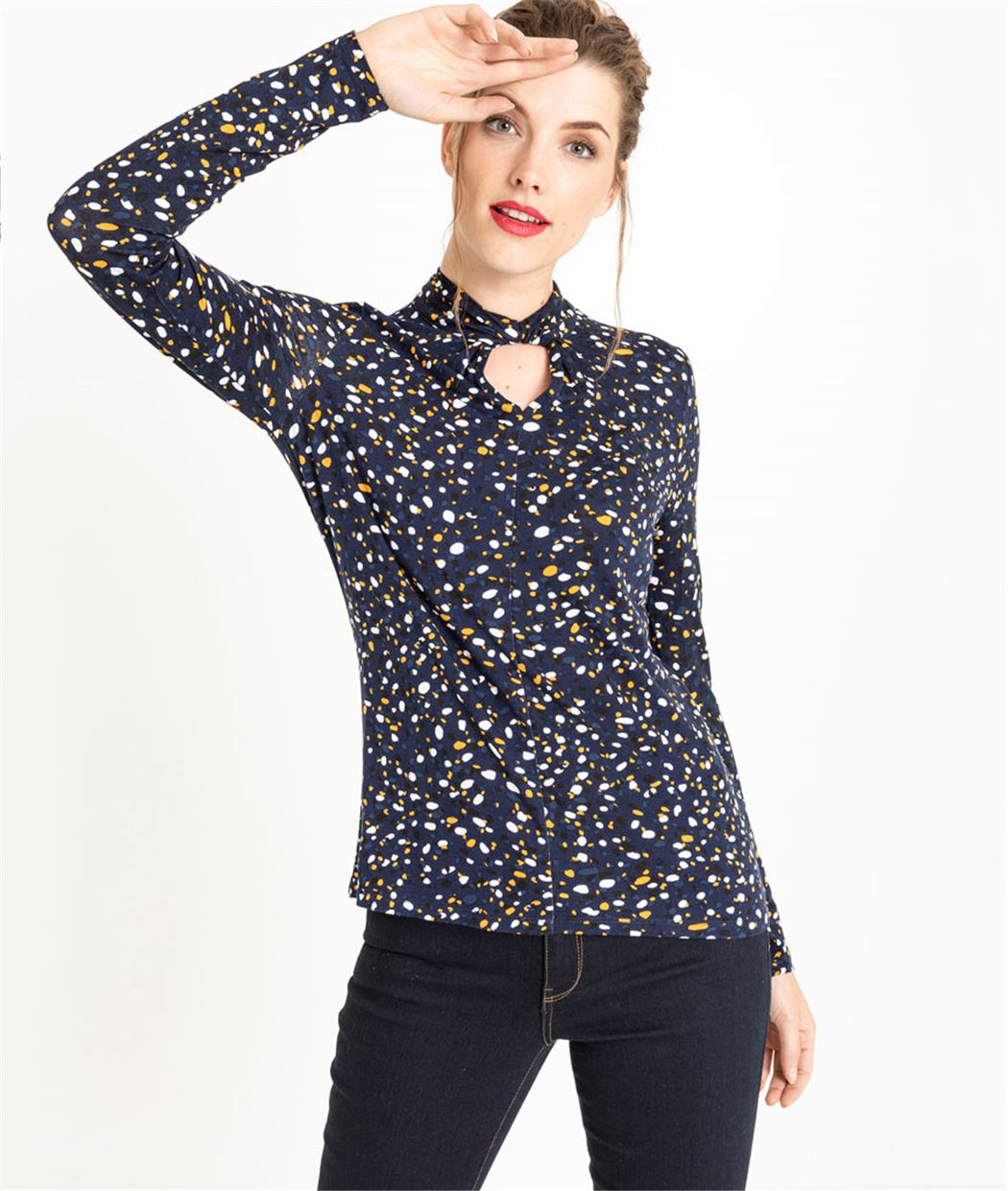 T-shirt femme manches longues imprimé NOIR