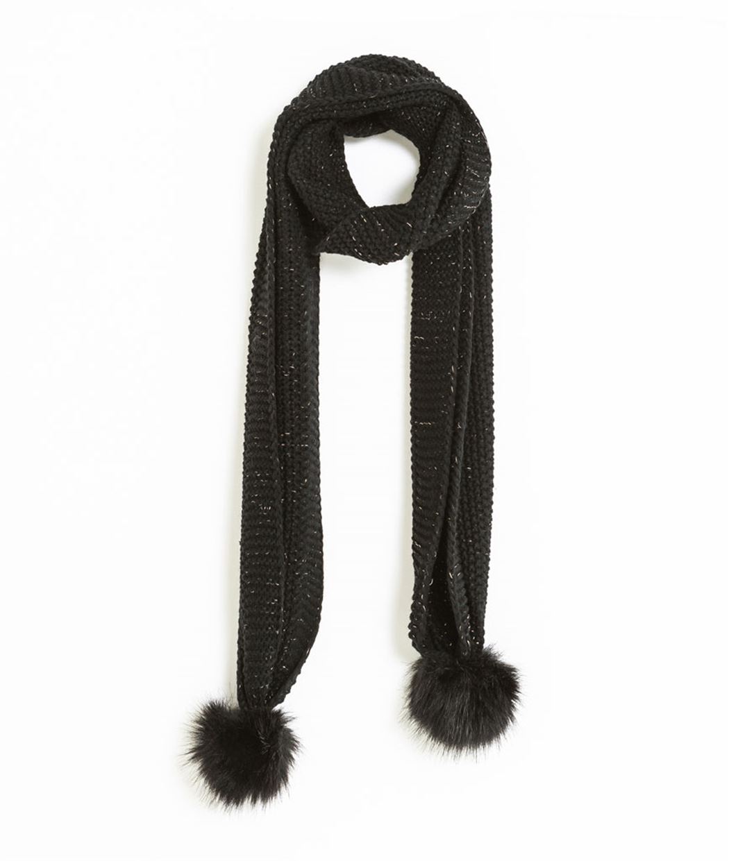 Echarpe femme avec pompon NOIR