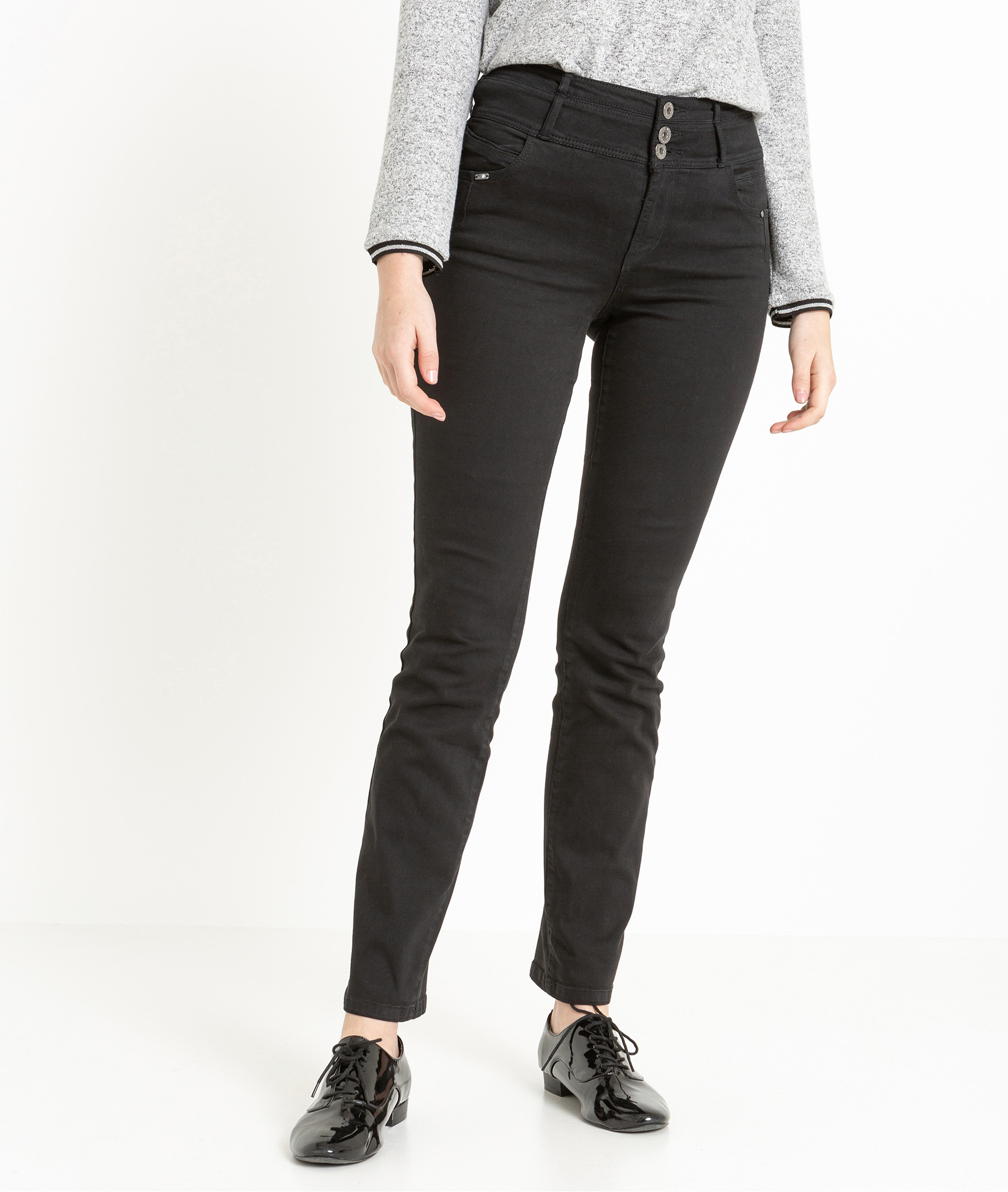 Jean femme droit taille haute BLACK