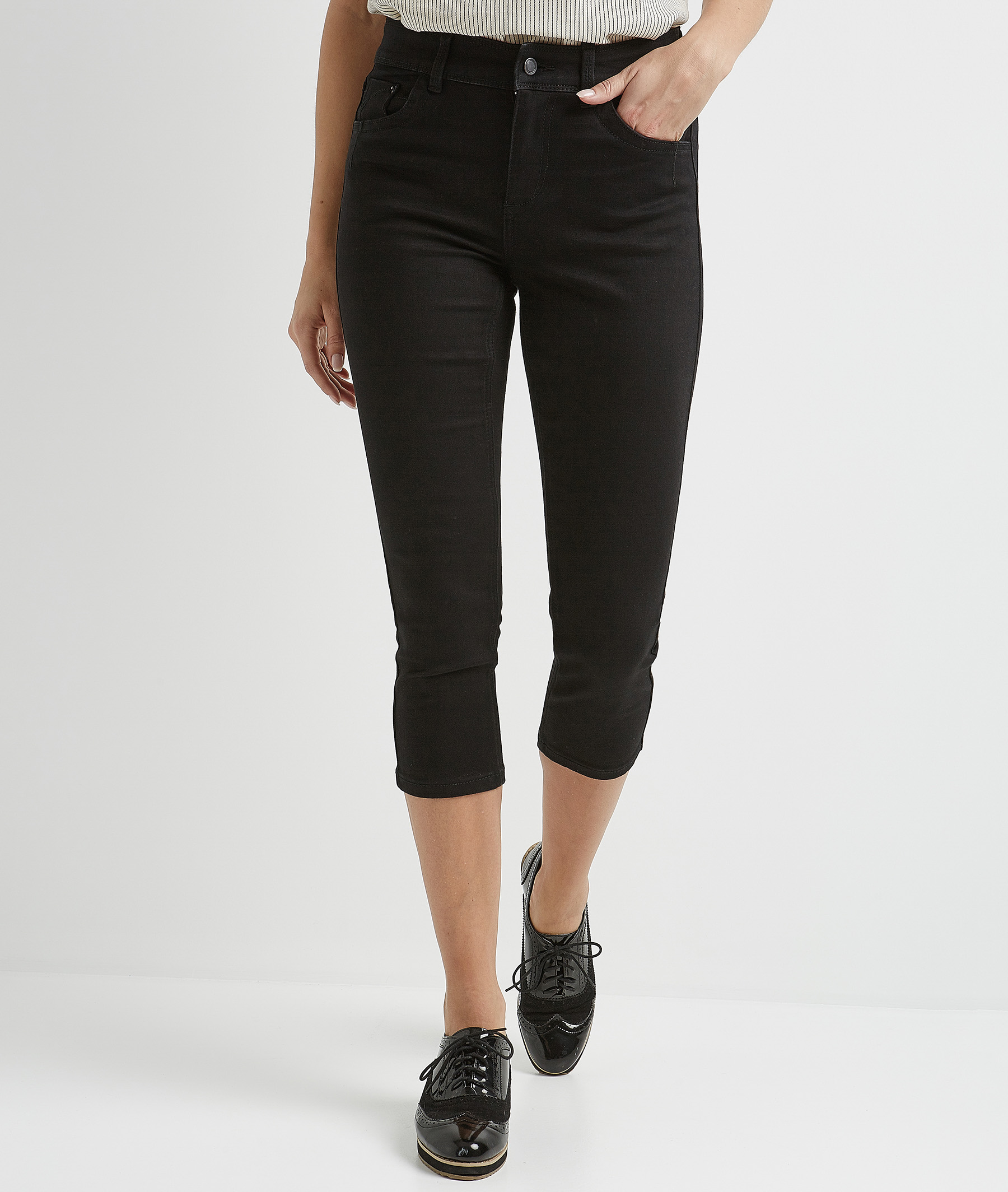 Corsaire femme en denim BLACK