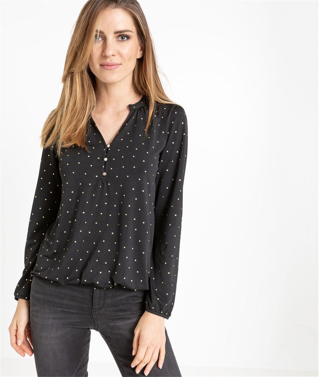 T-shirt femme manche longue fluide NOIR