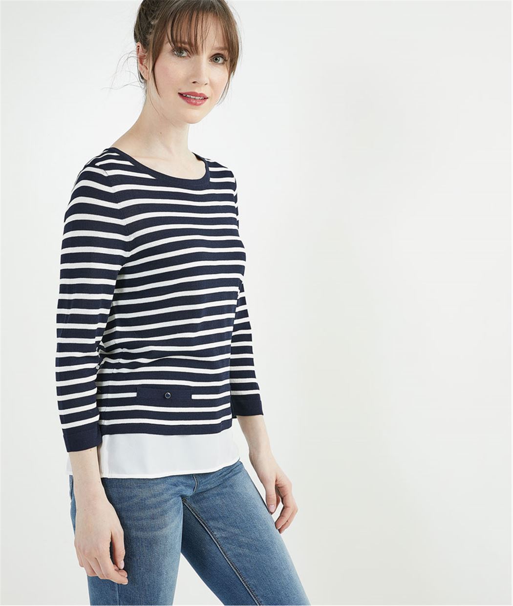 Marinière femme avec boutons dos MARINE