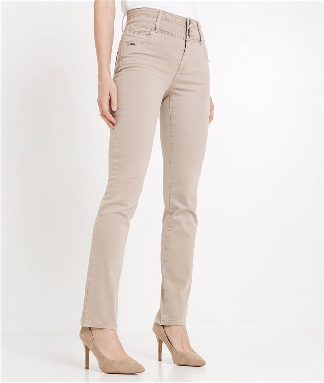 Pantalon femme droit taille haute BEIGE