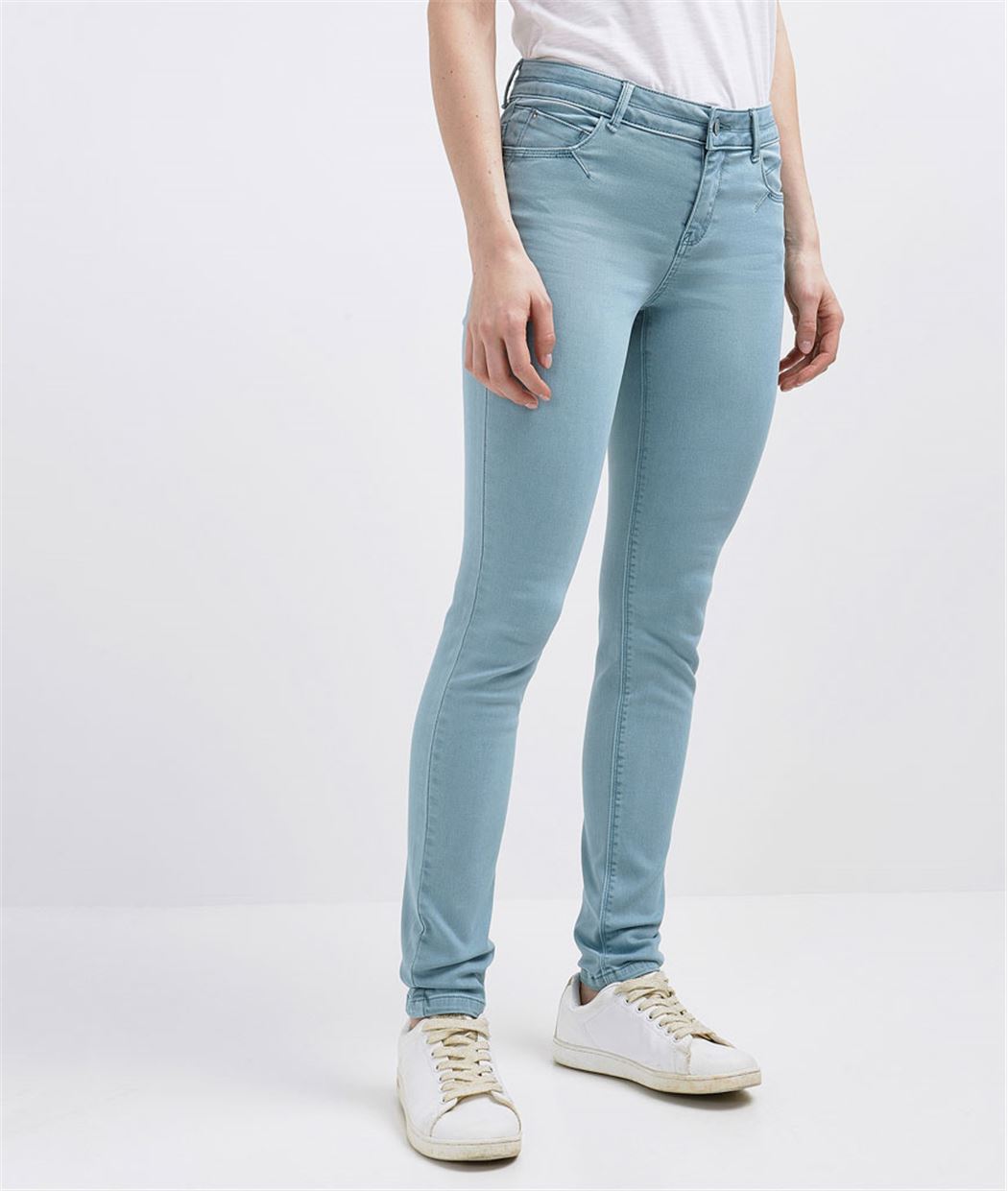 Pantalon femme slim push up couleur LAGON