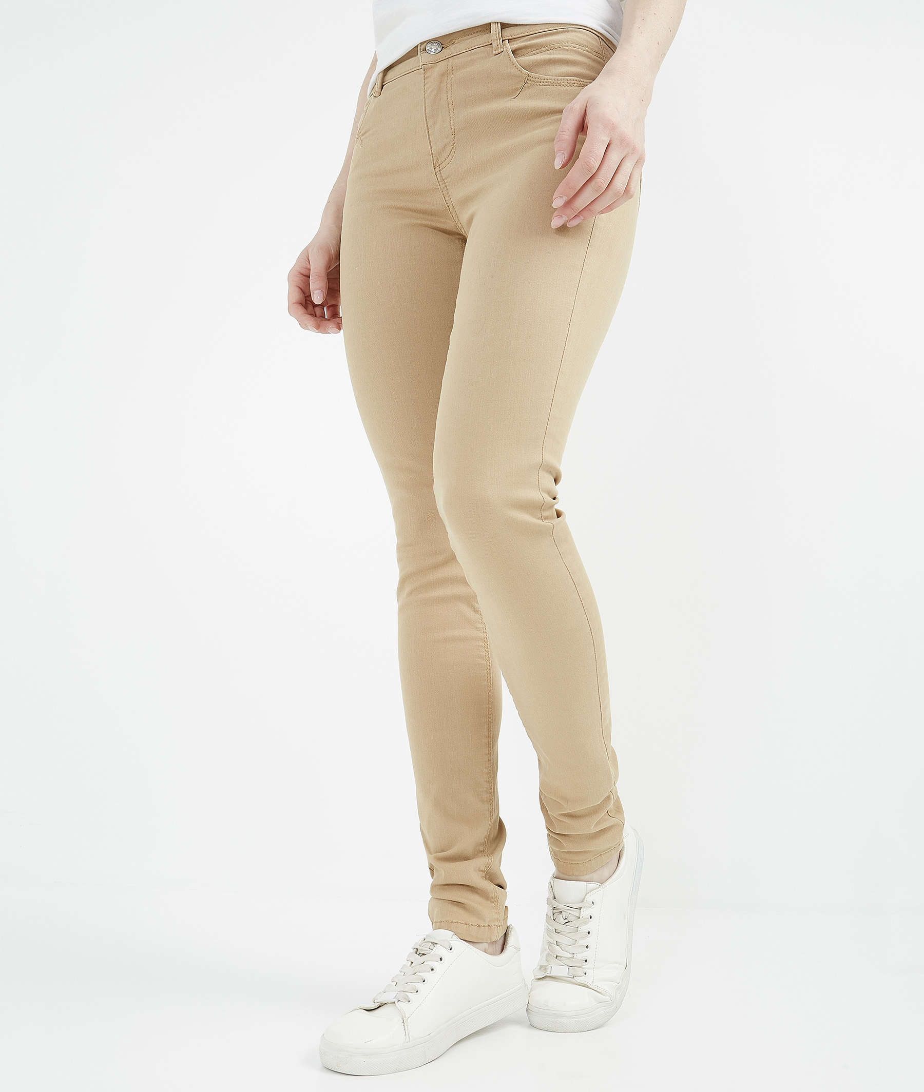 Pantalon femme slim push up couleur CAMEL