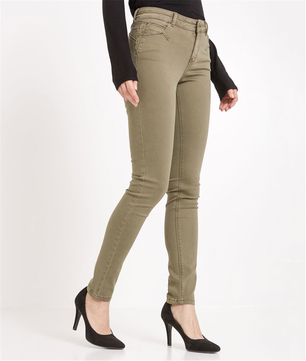 Pantalon femme slim push up couleur KAKI