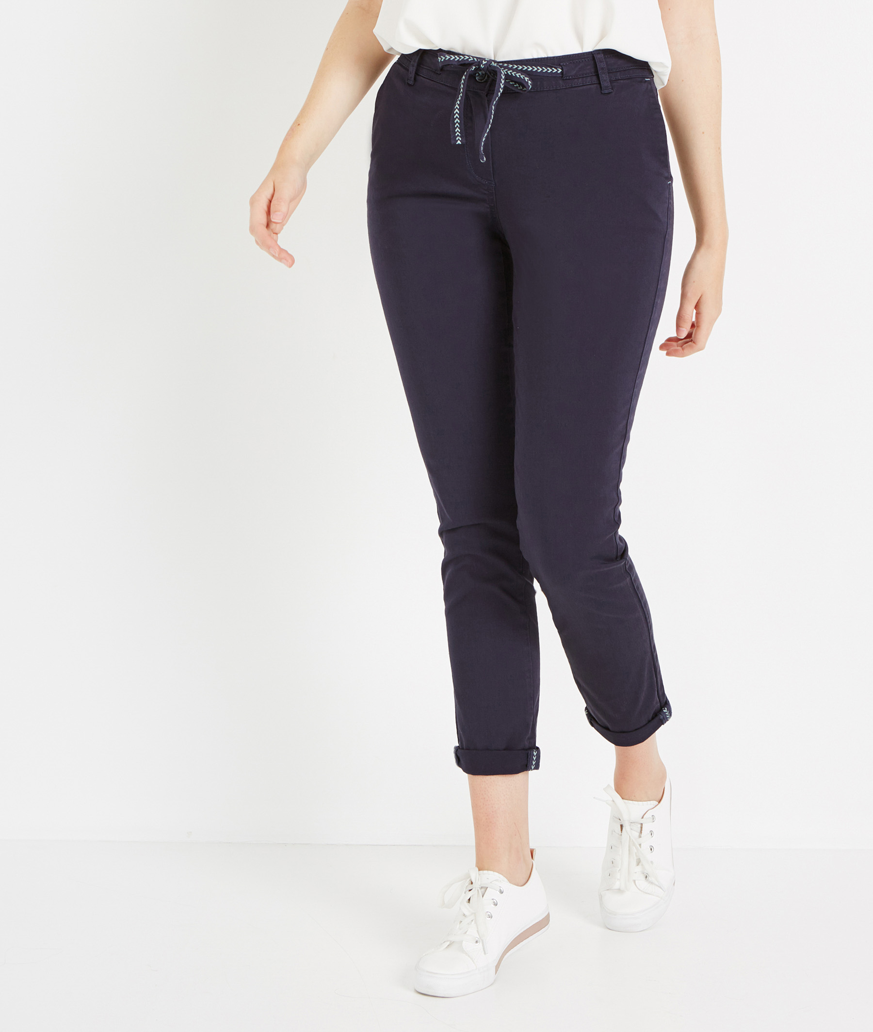 Pantalon chino avec ceinture MARINE