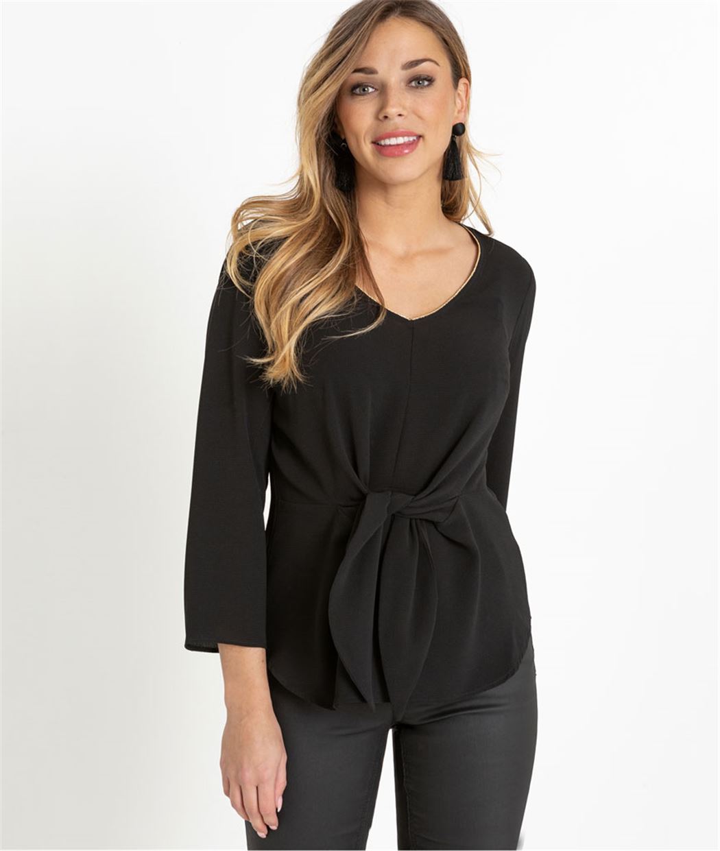 Blouse femme avec noeud NOIR