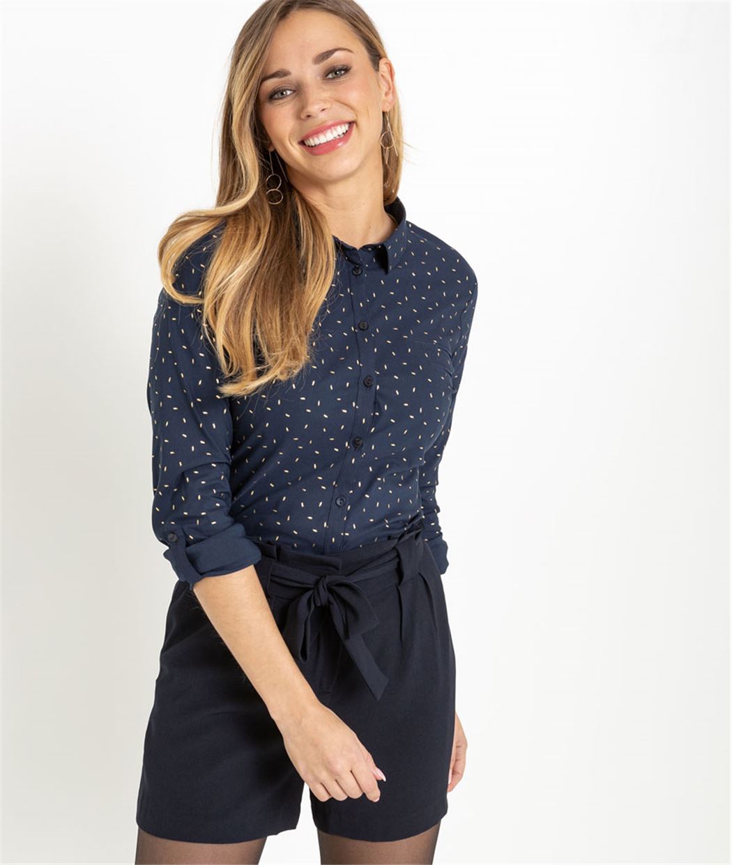 Chemisier femme structuré à motifs MARINE