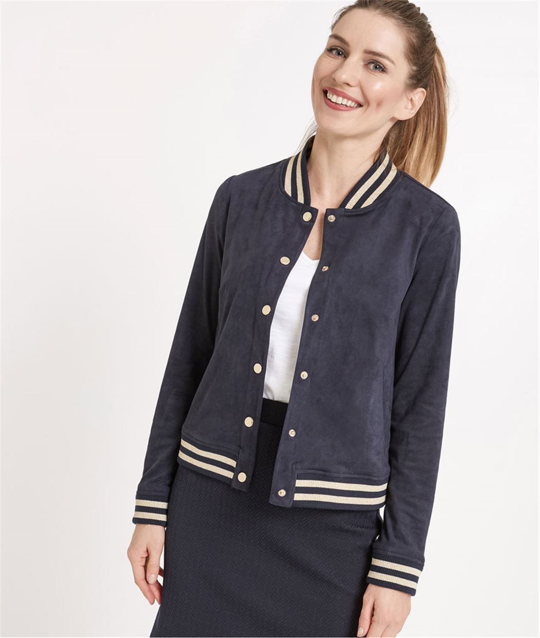 Bomber femme en suédine style teddy MARINE