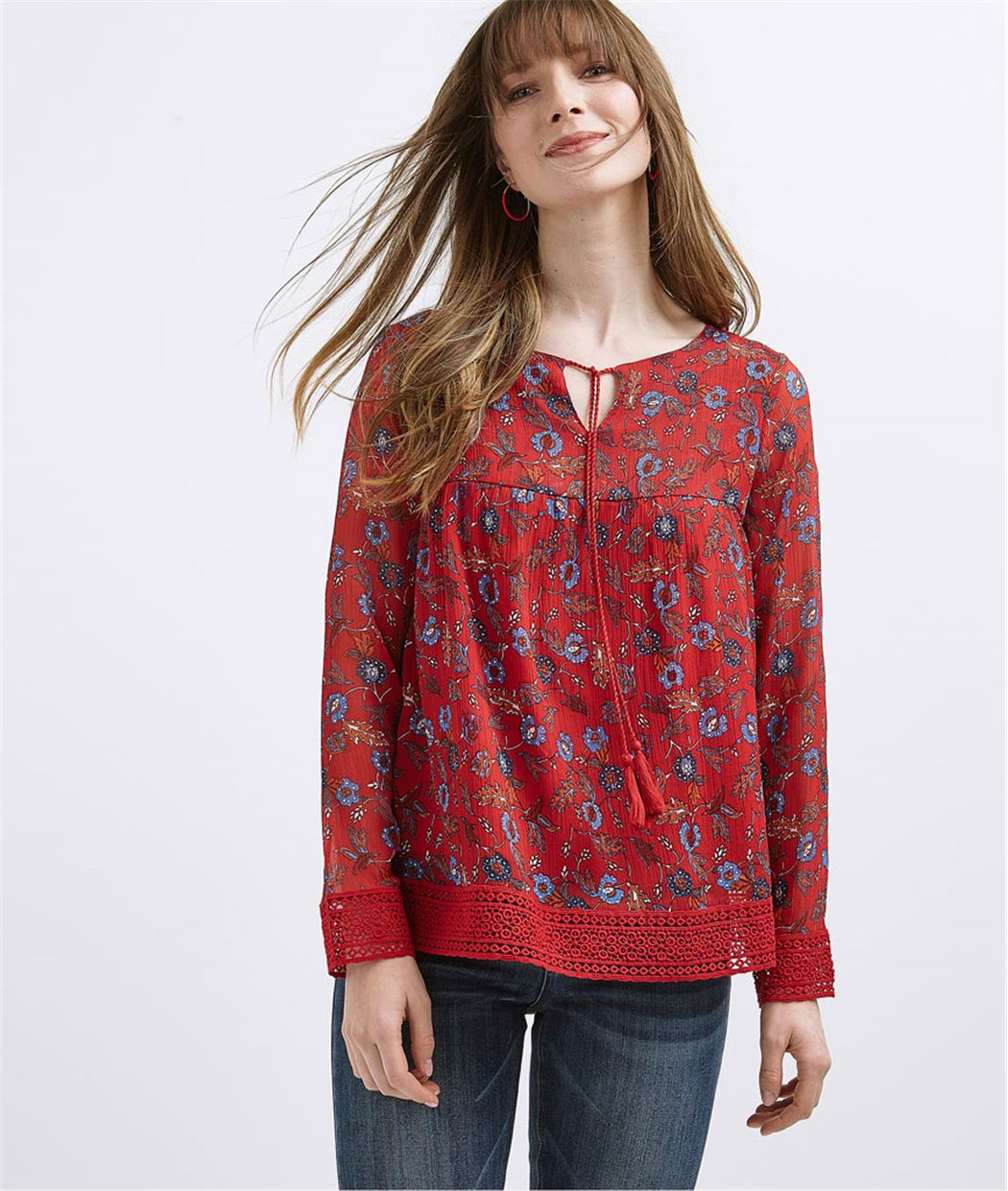 Blouse femme fleurs et guipure IMP.ROUGE
