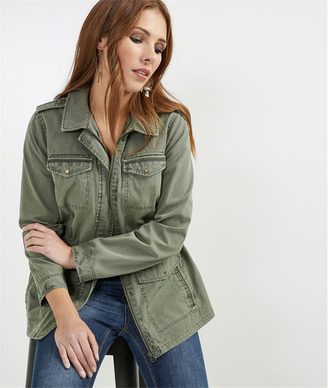 Blouson femme esprit saharienne kaki KAKI