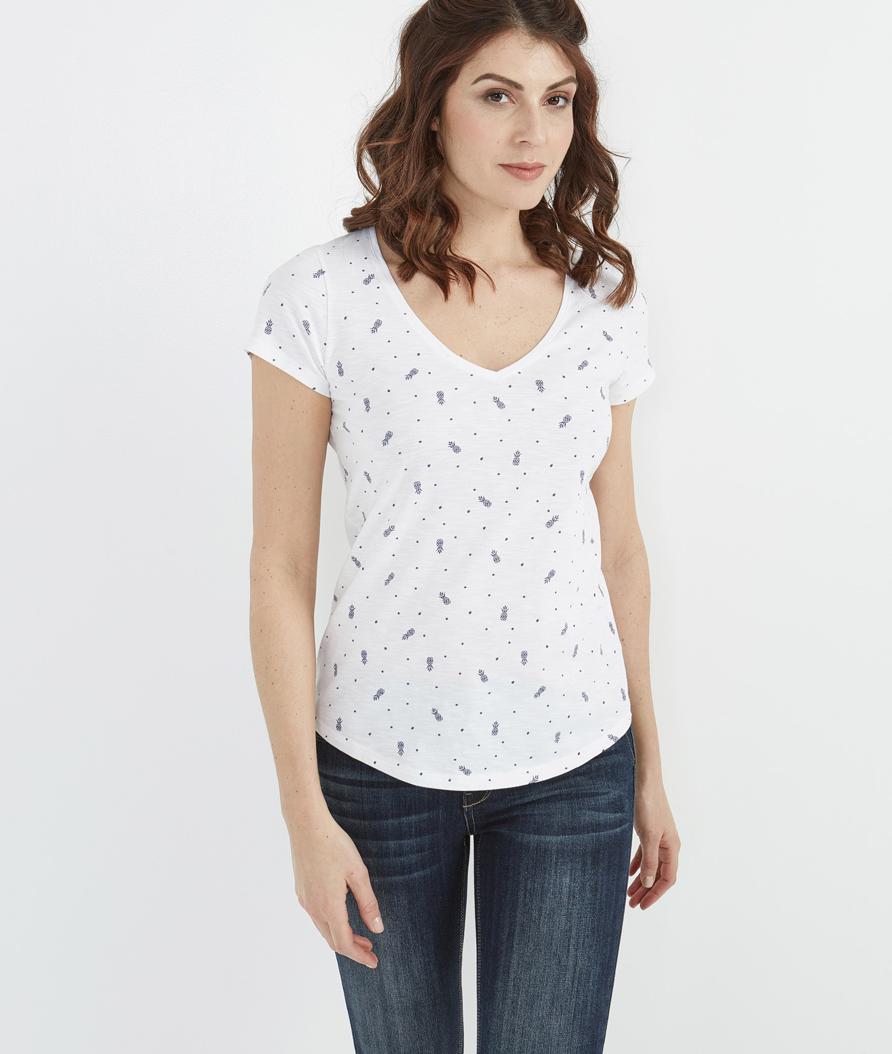 T-shirt basique avec imprimés BLANC