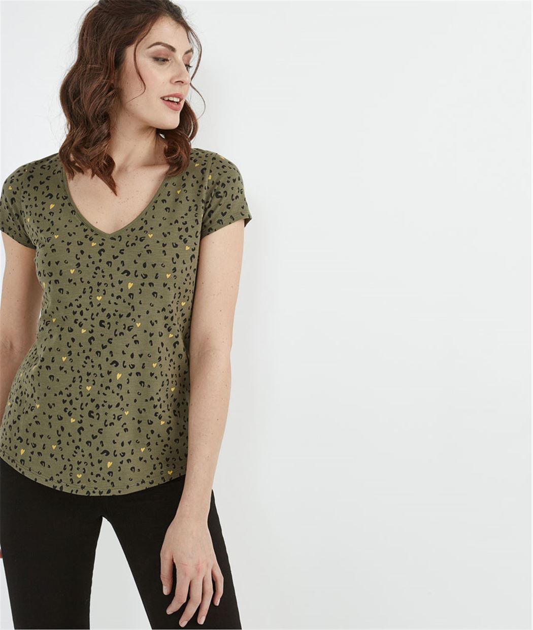 T-shirt femme basique avec imprimés KAKI