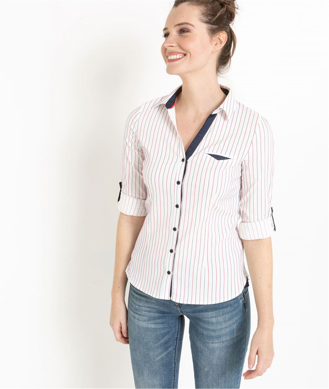 Chemisier femme structuré à rayures RAYURE BLEU