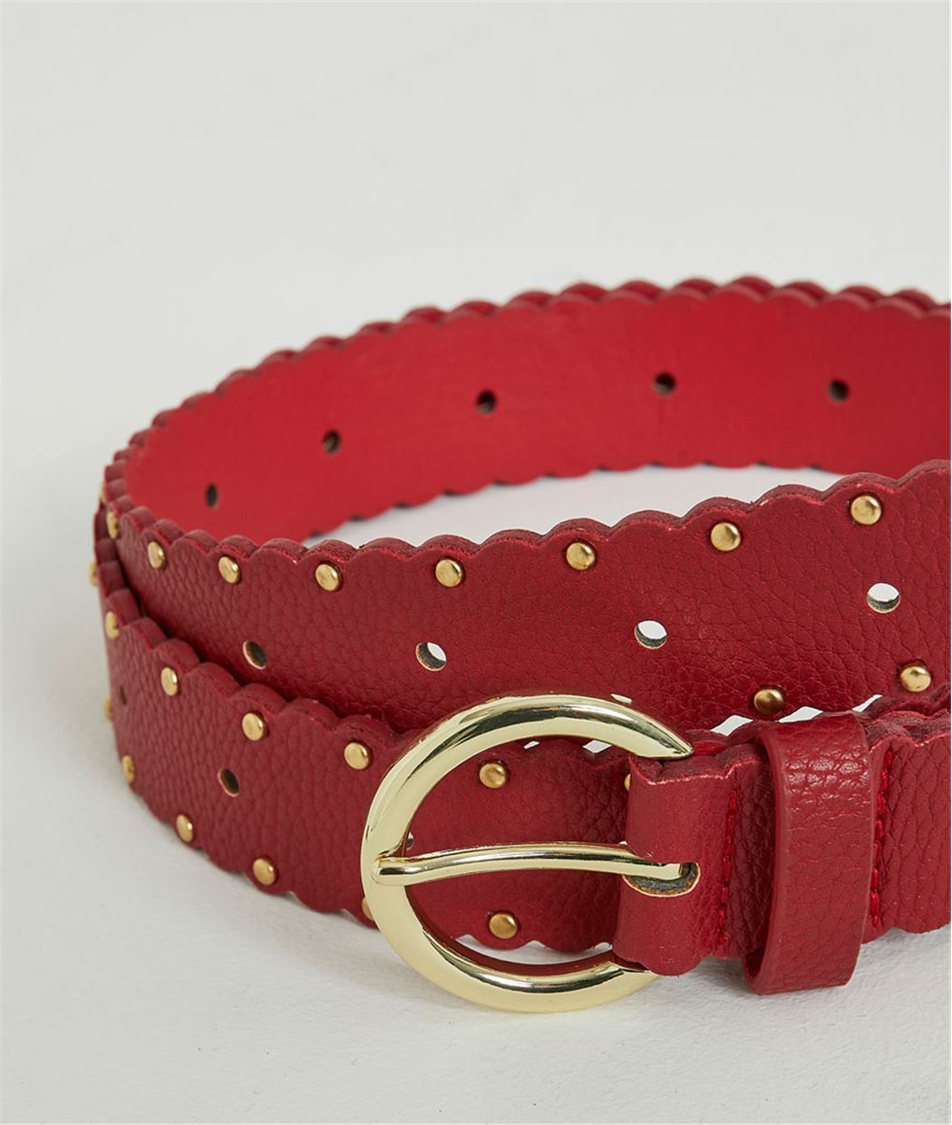 Ceinture femme de couleur avec clous ROUGE