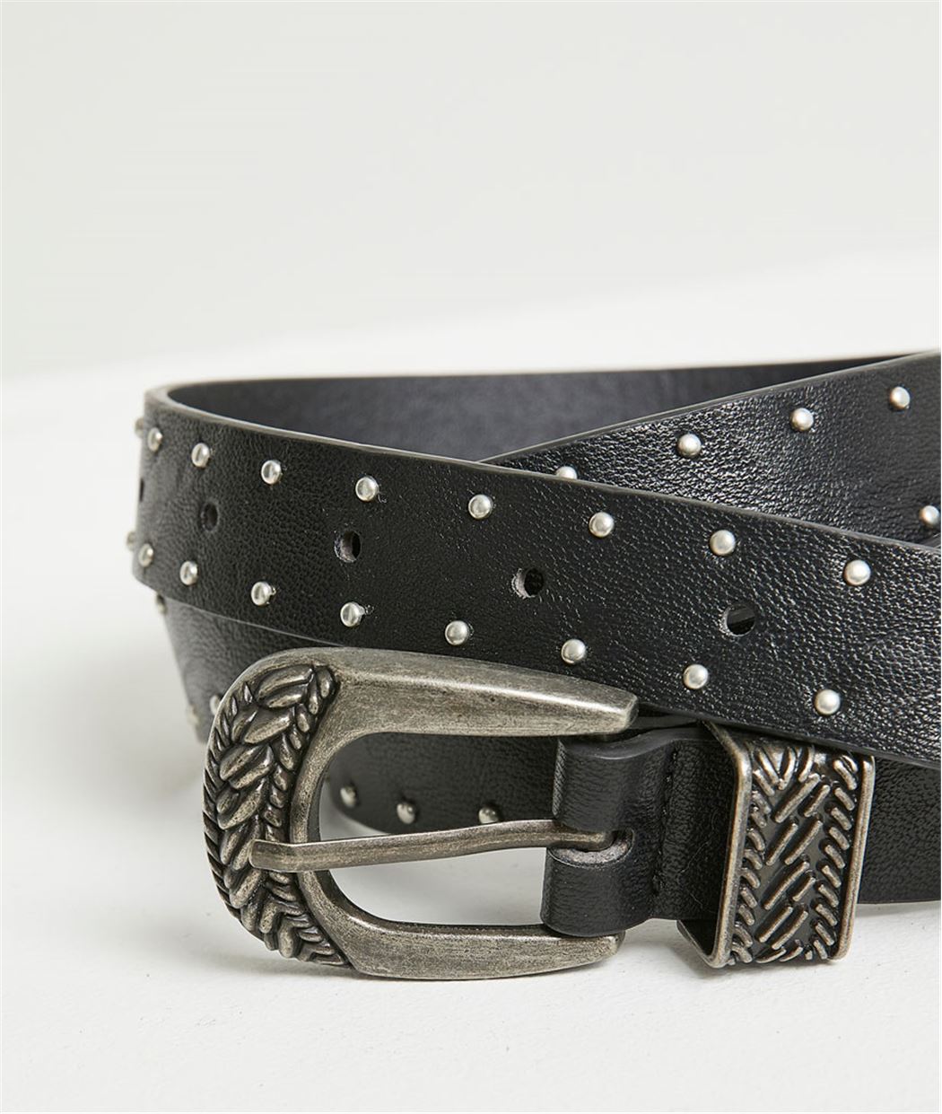 Ceinture femme cloutée à boucle NOIR
