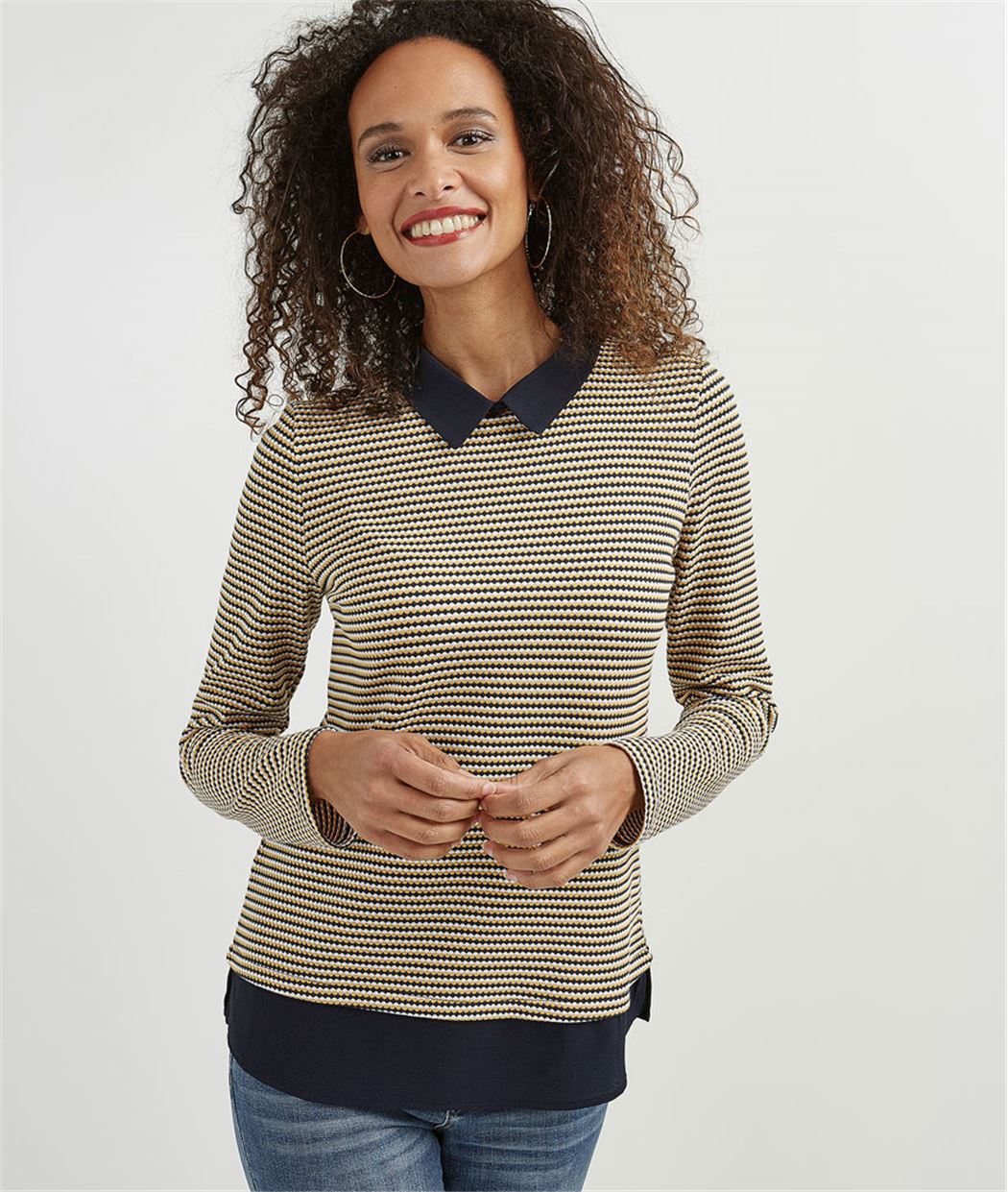 Sweat femme avec col chemise MARINE
