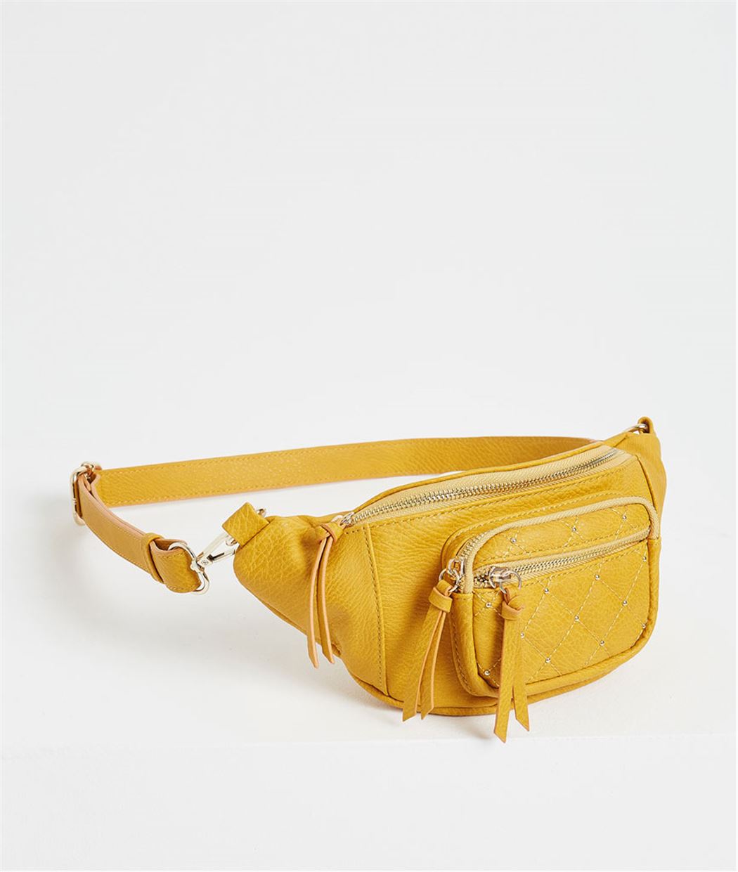Sac banane femme jaune avec clous JAUNE