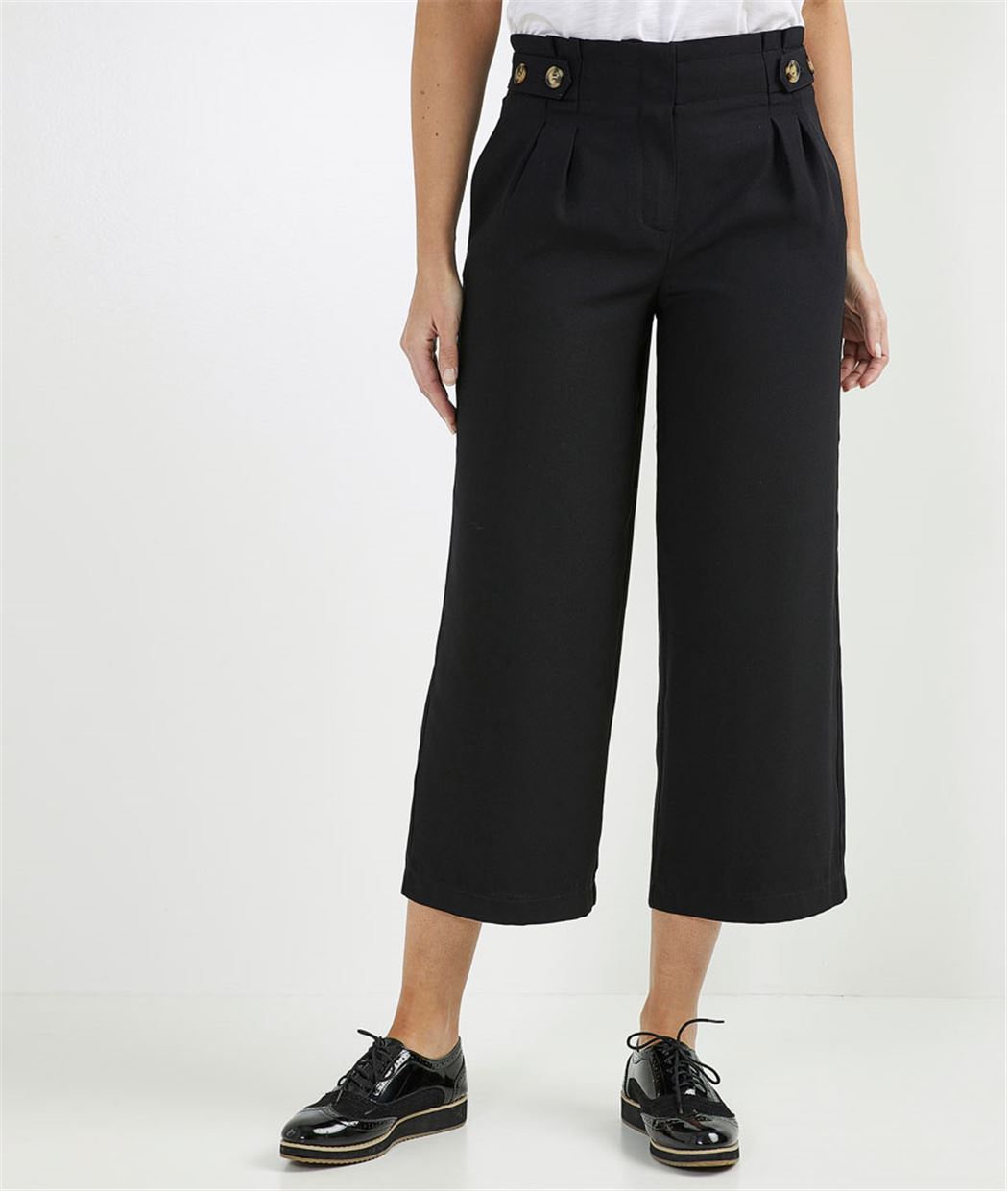 Pantalon femme palazzo fluide NOIR