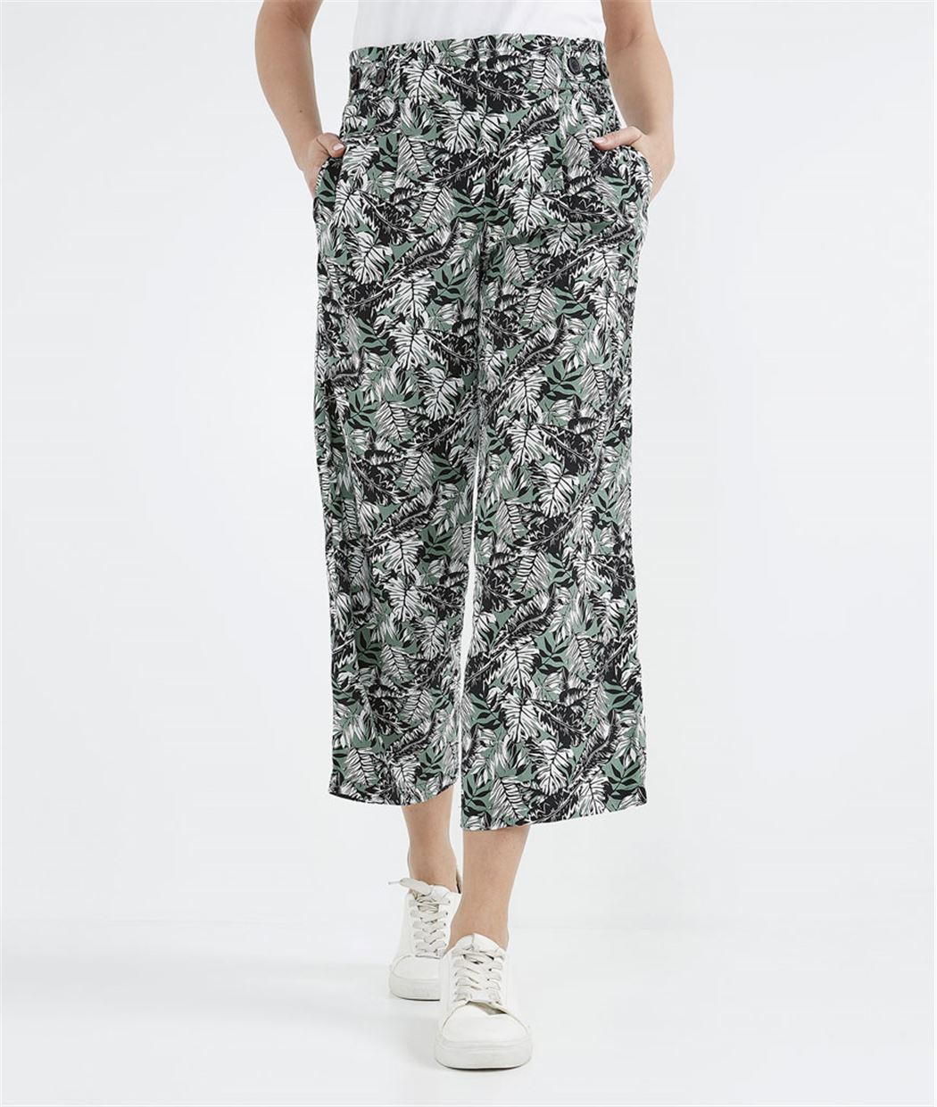 Pantalon femme palazzo fluide KAKI