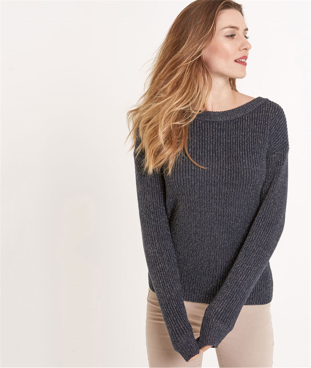 Pull femme en maill ouvert dans le dos MARINE