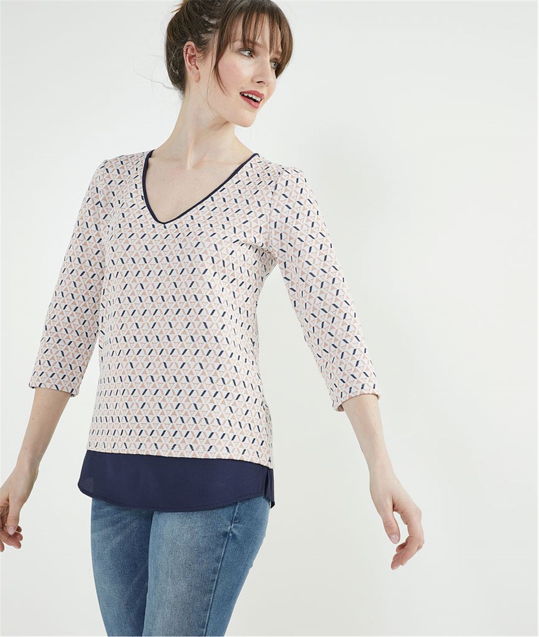 Sweat femme imprimé superposé ROSE