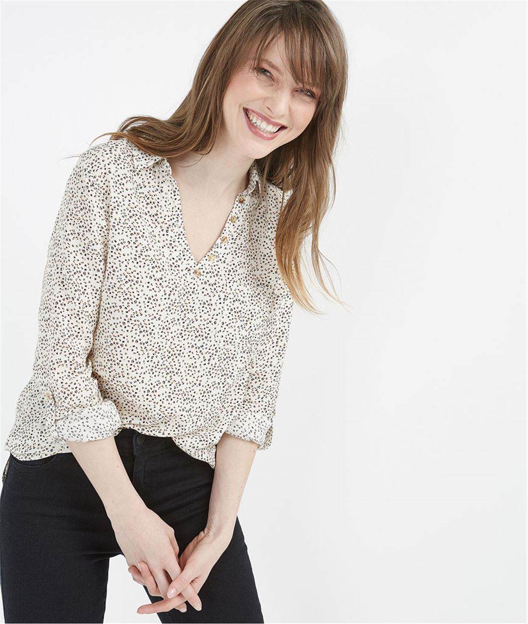 Vareuse femme fluide et imprimée IMPRIME FOND BEIGE