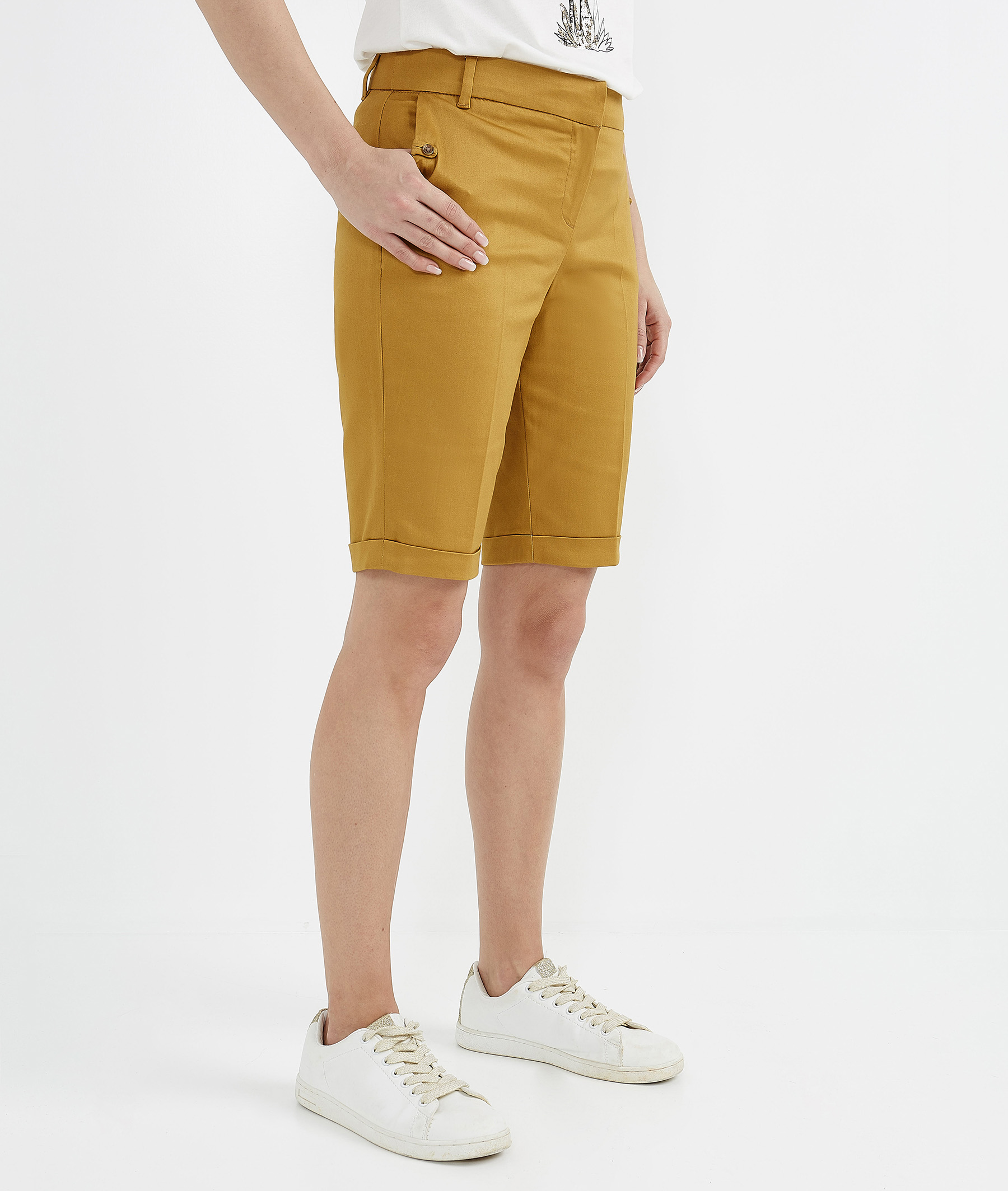 Bermuda en satin de coton uni MIEL