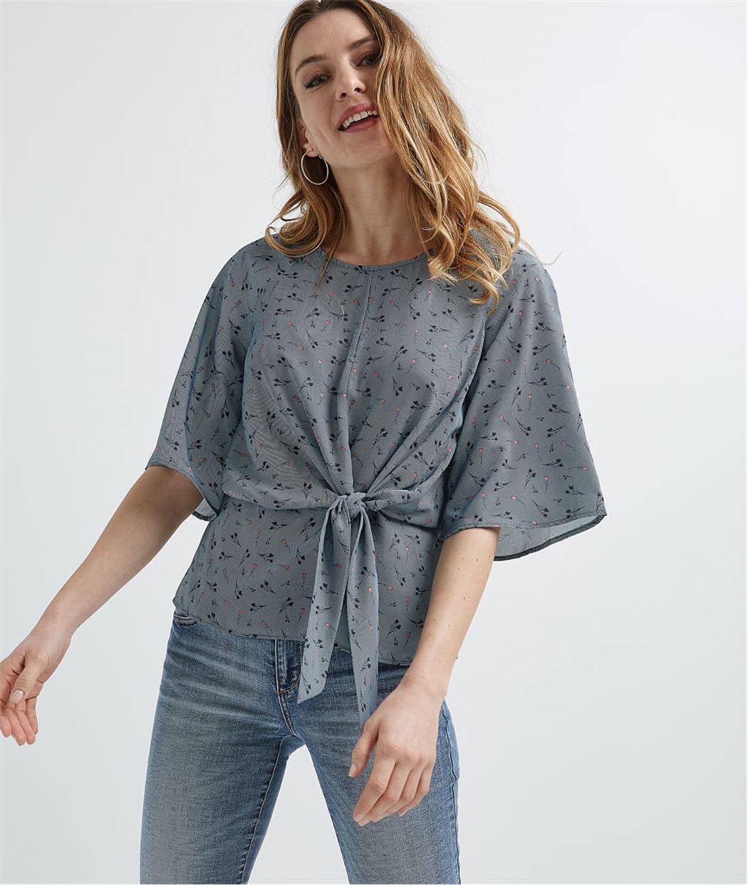Blouse femme imprimée avec noeud IMPRIME