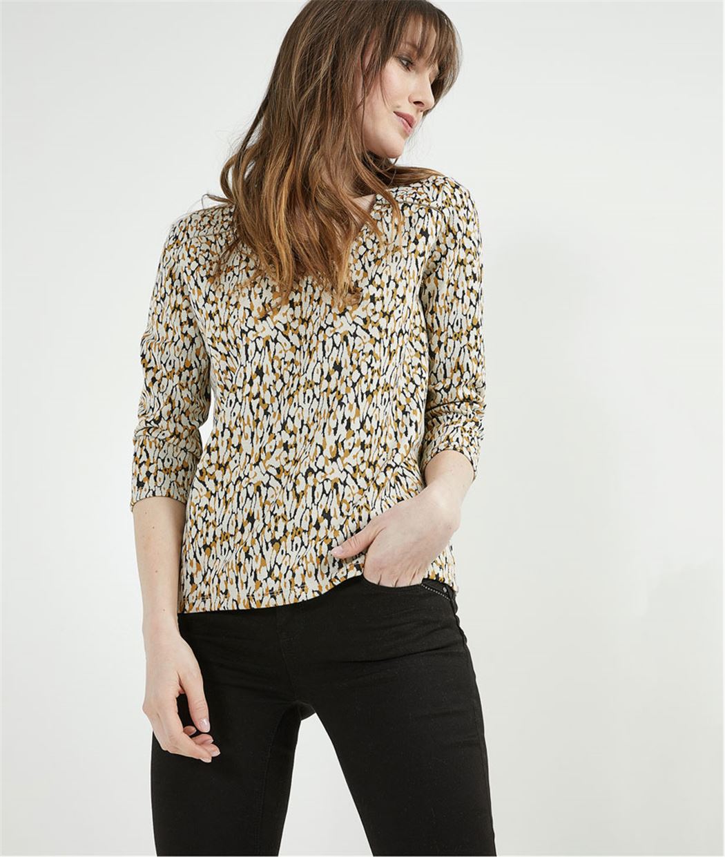 Sweat femme imprimé décolleté V SAFRAN