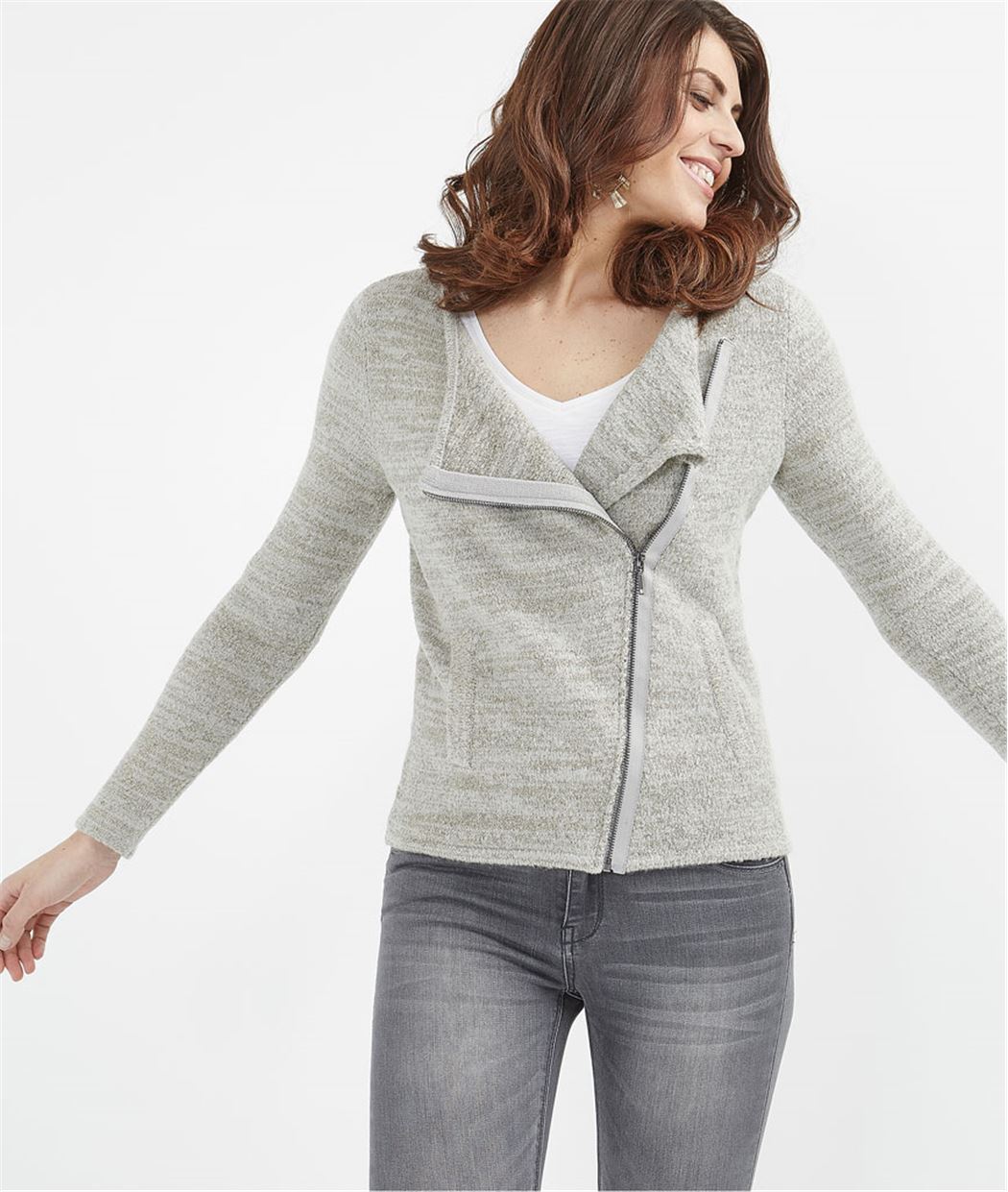 Gilet femme forme blouson GRIS