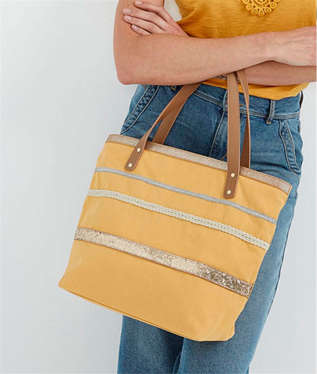 Sac femme avec galons fantaisie JAUNE