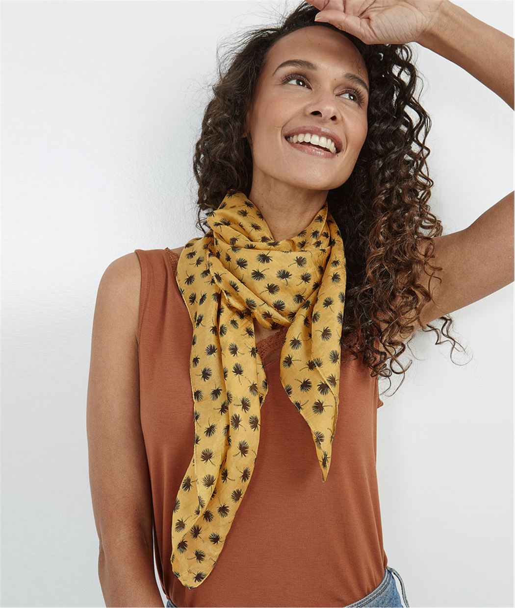 Carré de soie femme imprimé JAUNE