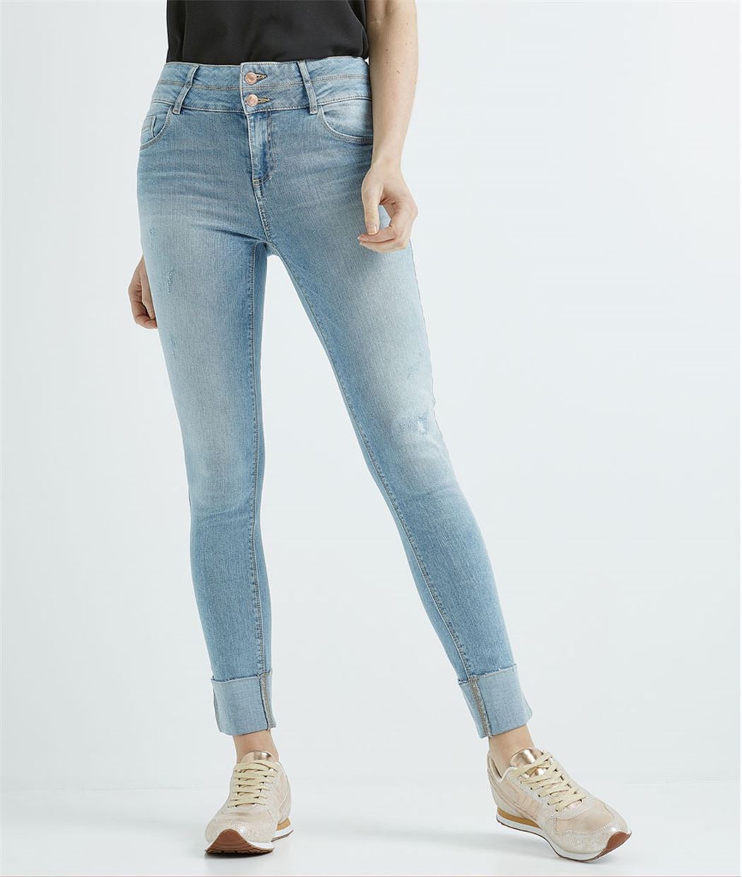 Jean femme 7/8ème taille haute BLEACHED