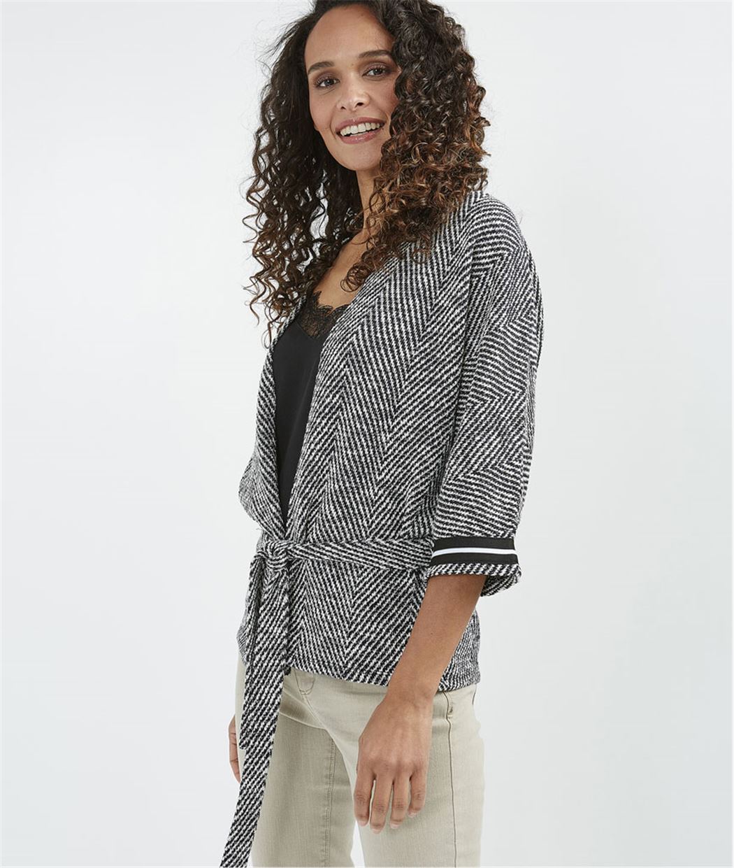 Gilet kimono femme en jacquard MARINE