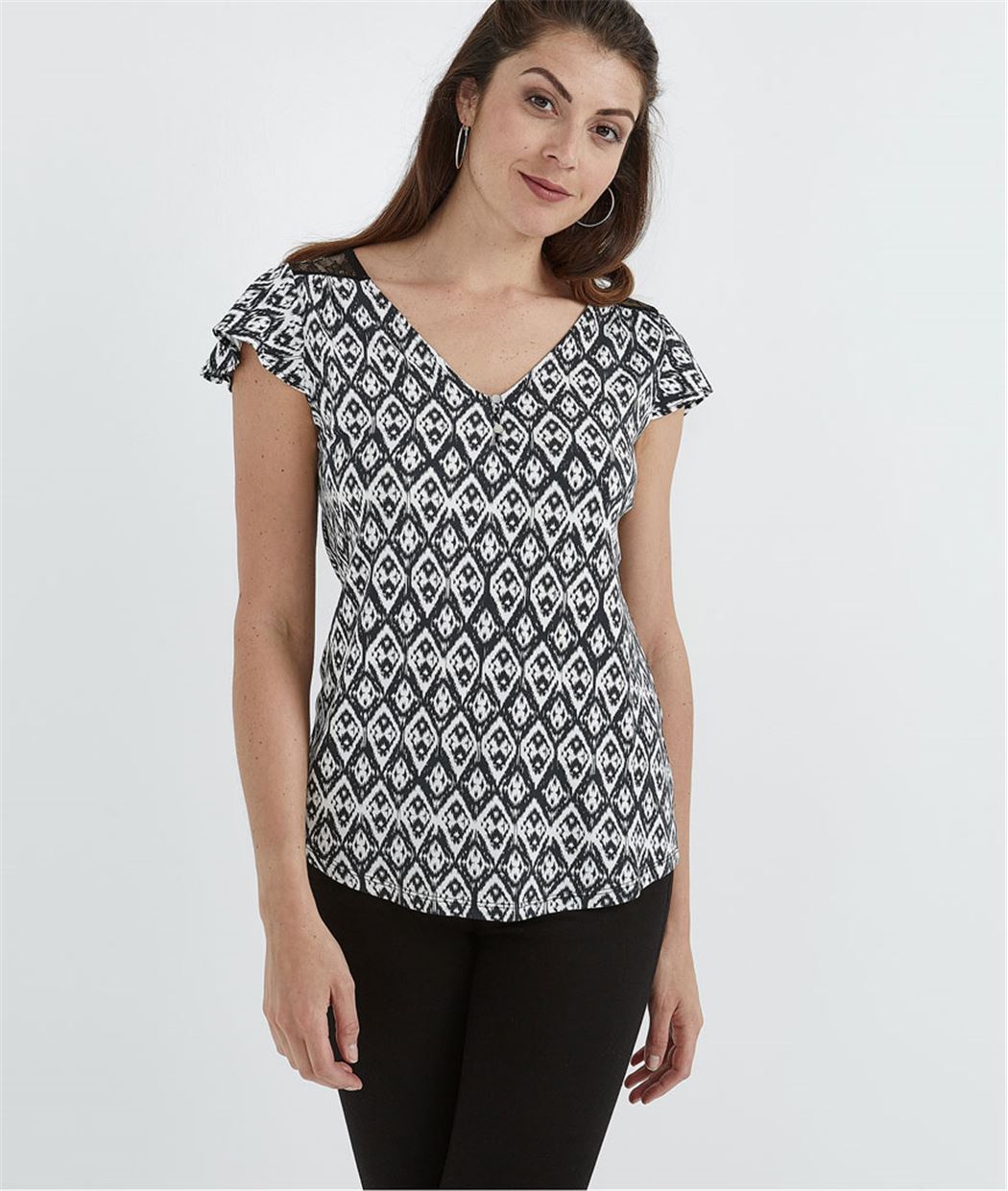 T-shirt avec dentelle NOIR