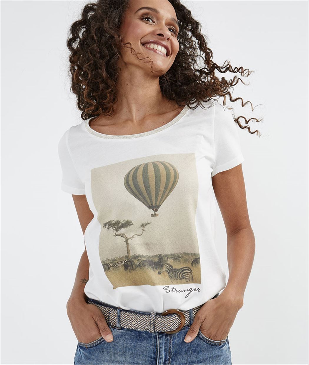T-shirt femme imprimé photo ECRU