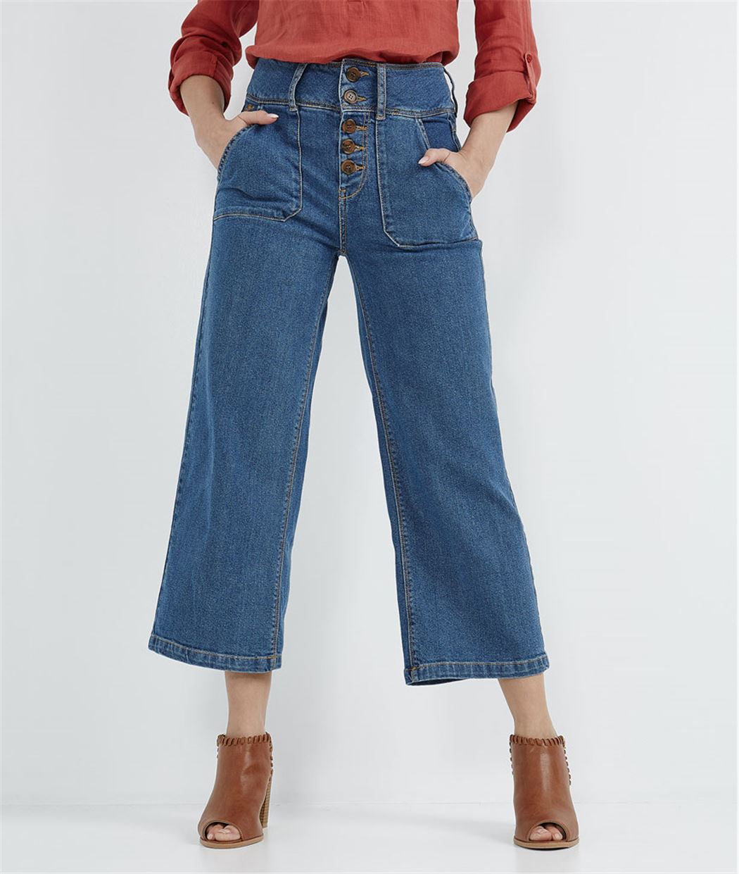 Jean femme large raccourci et boutonné RINSE