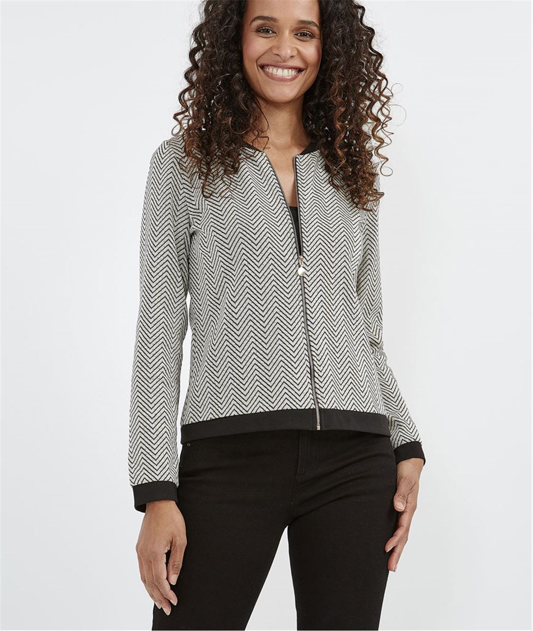Gilet femme forme bomber fantaisie ECRU